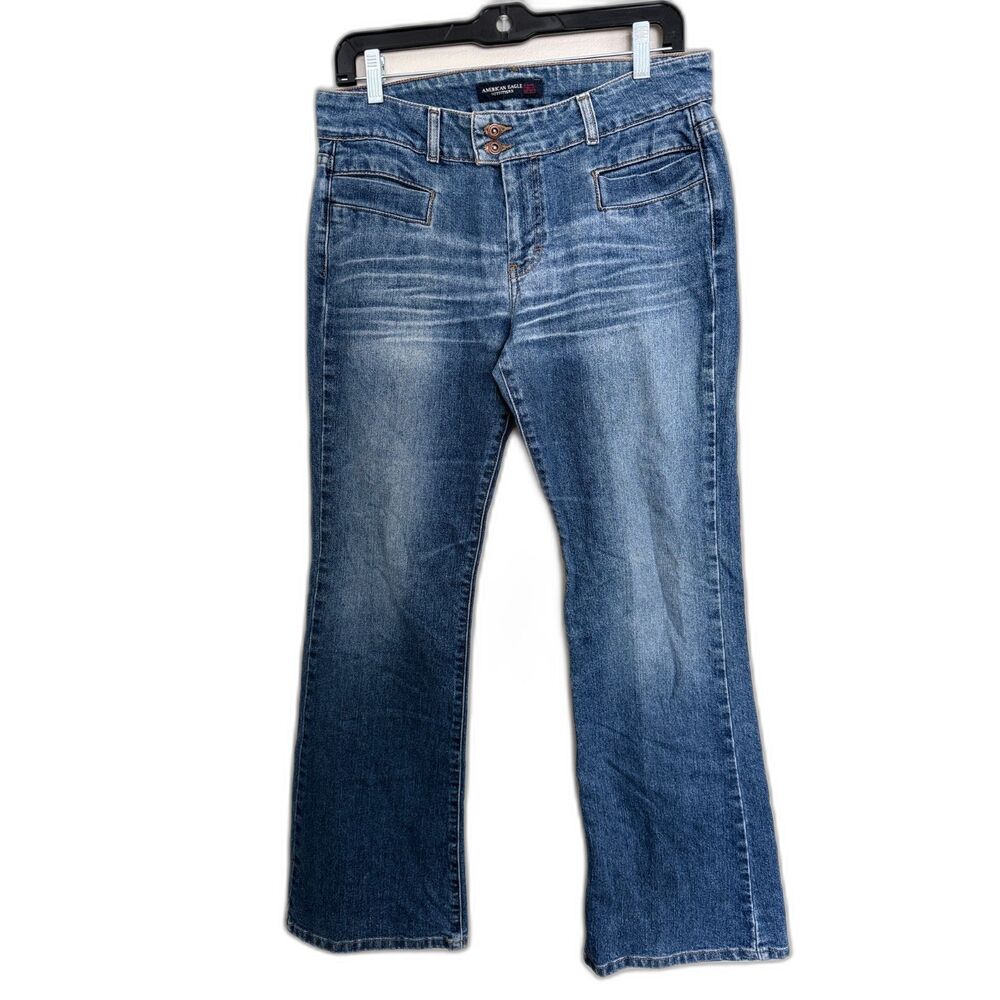 Vtg American Eagle‎ Y2K Low Rise Flare Jeans - Double Button Style 7648
